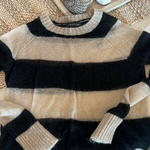 Black and ivory striped sweater sheer